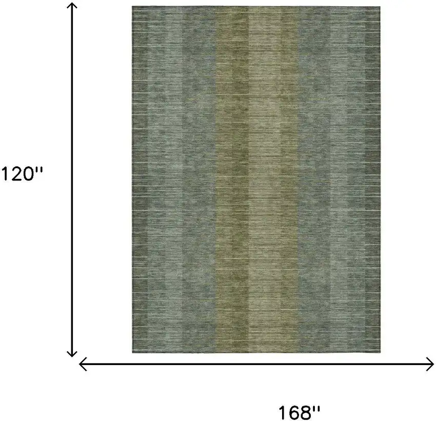 Olive Green And Green Striped Washable Indoor Outdoor Area Rug Photo 5