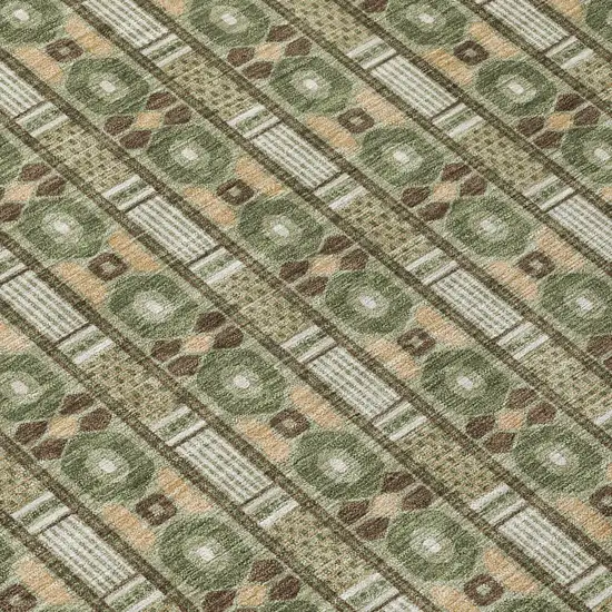 Olive Green And Green Striped Washable Indoor Outdoor Area Rug Photo 4