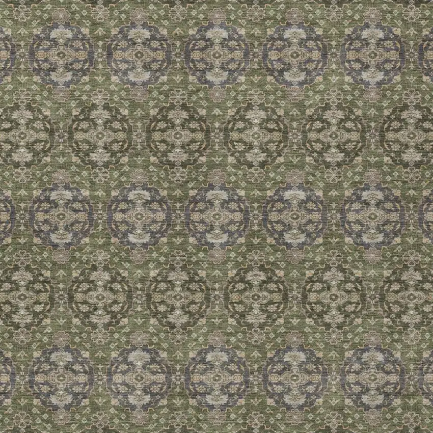 Olive Green And Green Striped Washable Indoor Outdoor Area Rug Photo 1