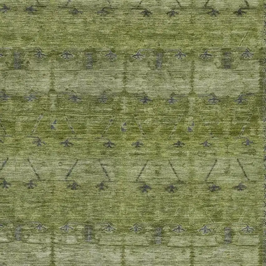 Olive Green And Green Tribal Washable Indoor Outdoor Area Rug Photo 3