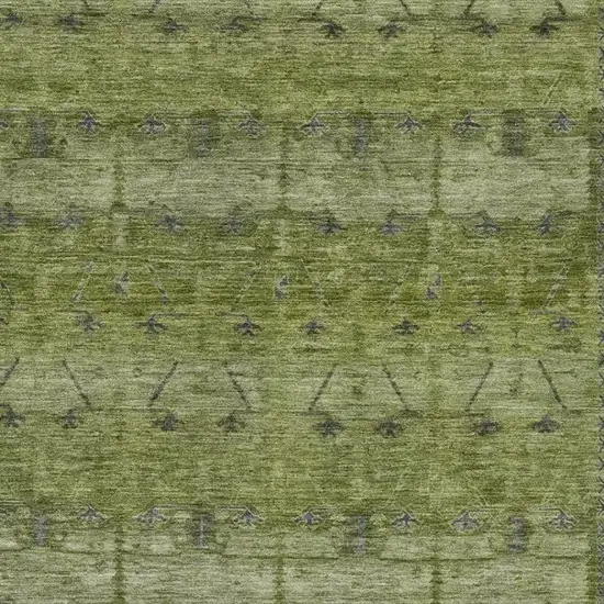 Olive Green And Green Tribal Washable Indoor Outdoor Area Rug Photo 3