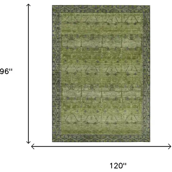 Olive Green And Green Tribal Washable Indoor Outdoor Area Rug Photo 7