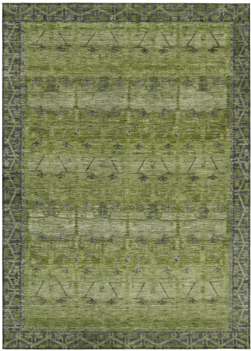 Olive Green And Green Tribal Washable Indoor Outdoor Area Rug Photo 2