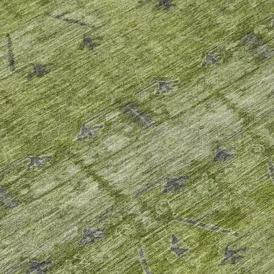 Olive Green And Green Tribal Washable Indoor Outdoor Area Rug Photo 6