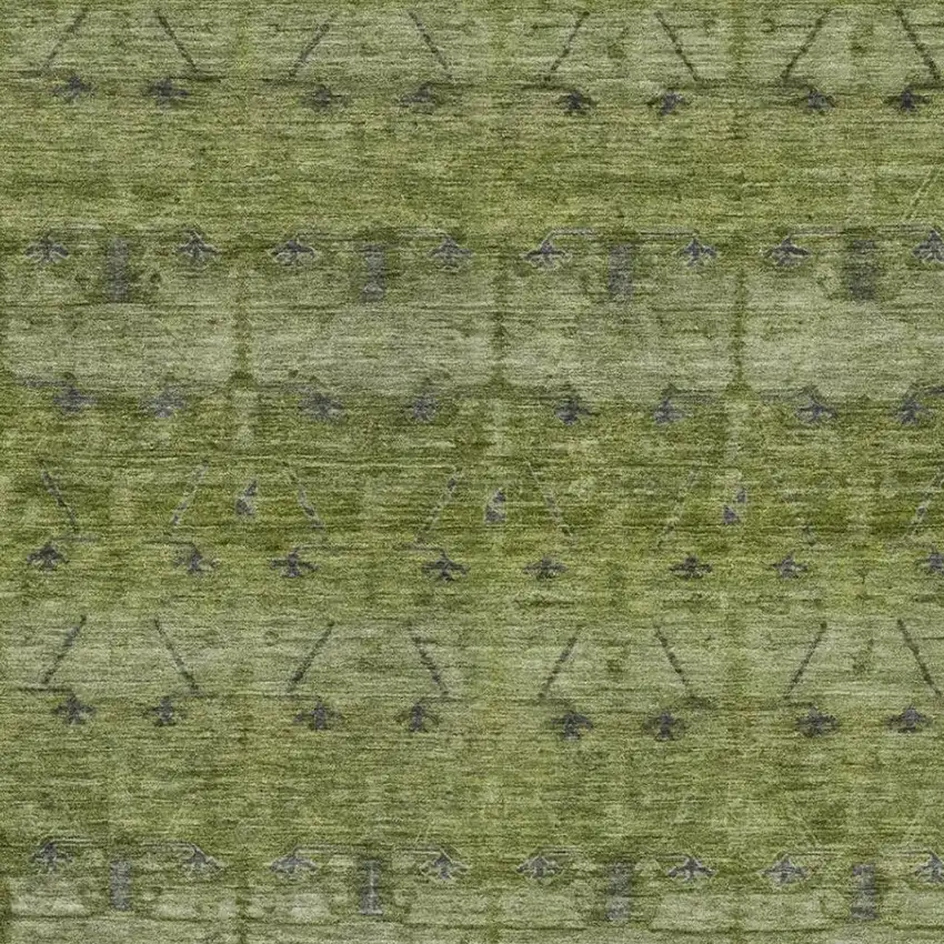 Olive Green And Green Tribal Washable Indoor Outdoor Area Rug Photo 3