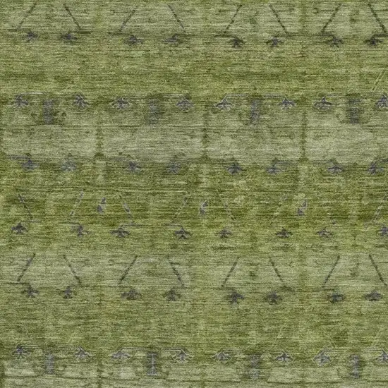 Olive Green And Green Tribal Washable Indoor Outdoor Area Rug Photo 3