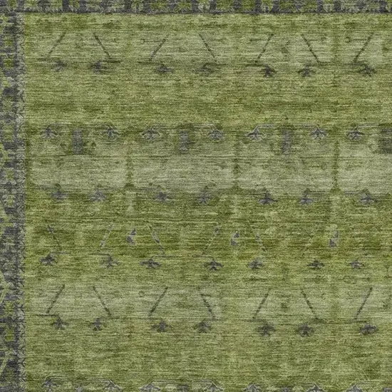 Olive Green And Green Tribal Washable Indoor Outdoor Area Rug Photo 3