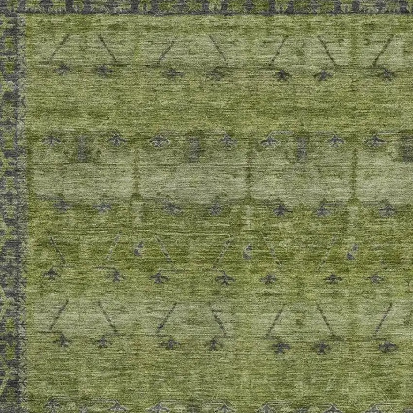 Olive Green And Green Tribal Washable Indoor Outdoor Area Rug Photo 3