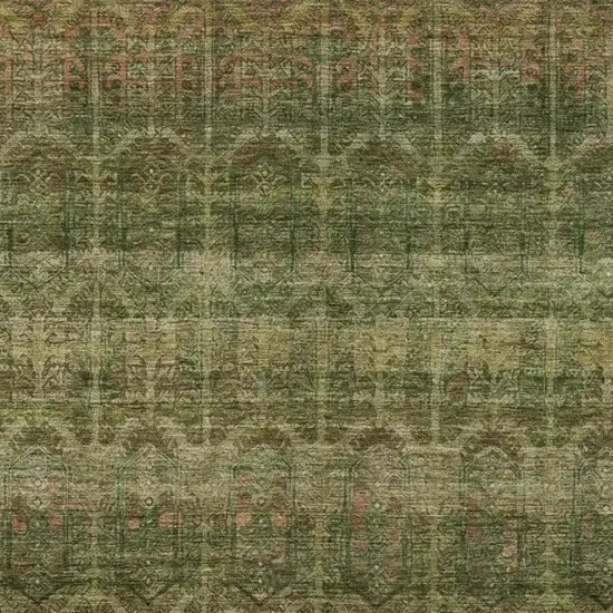 Olive Green And Green Tribal Washable Indoor Outdoor Area Rug Photo 3