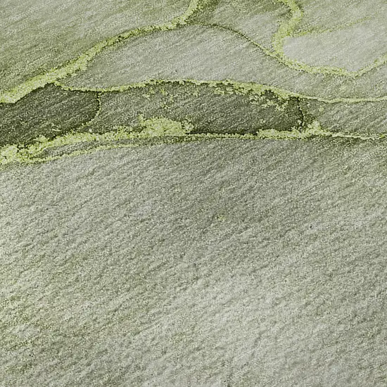 Olive Green And Ivory Abstract Washable Area Rug With UV Protection Photo 9