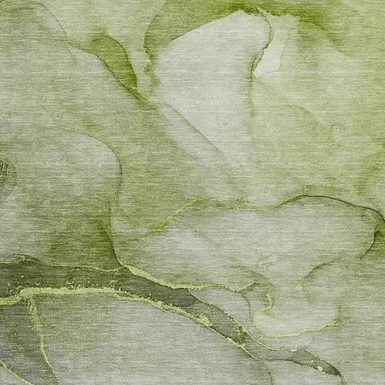 Olive Green And Ivory Abstract Washable Area Rug With UV Protection Photo 3