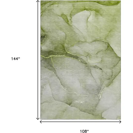 Olive Green And Ivory Abstract Washable Area Rug With UV Protection Photo 3
