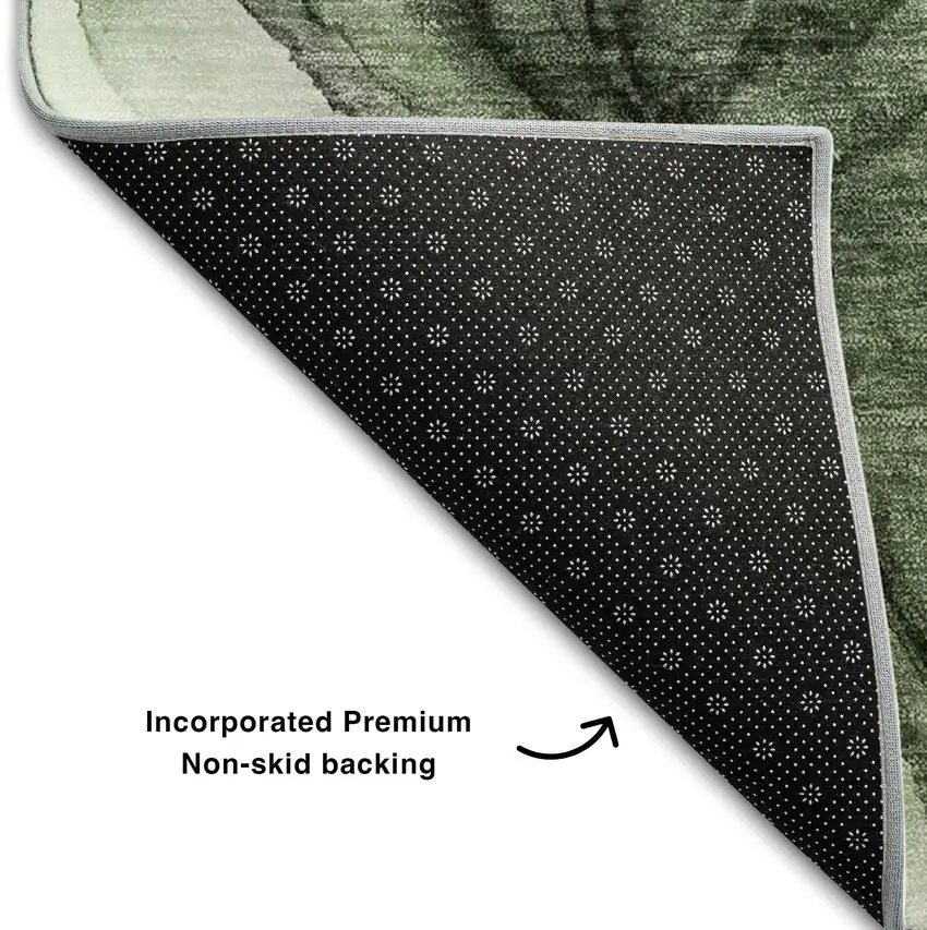 Olive Green And Ivory Abstract Washable Area Rug With UV Protection Photo 7