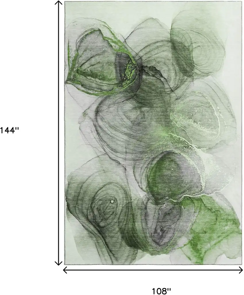 Olive Green And Ivory Abstract Washable Area Rug With UV Protection Photo 3