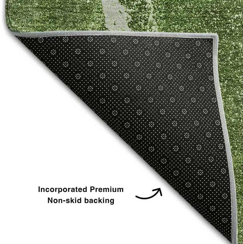 Olive Green And Ivory Abstract Washable Area Rug With UV Protection Photo 7