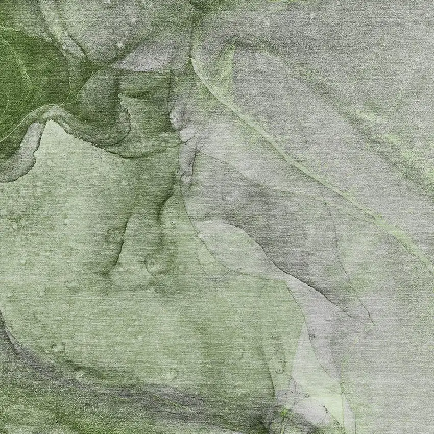 Olive Green And Ivory Abstract Washable Area Rug With UV Protection Photo 3