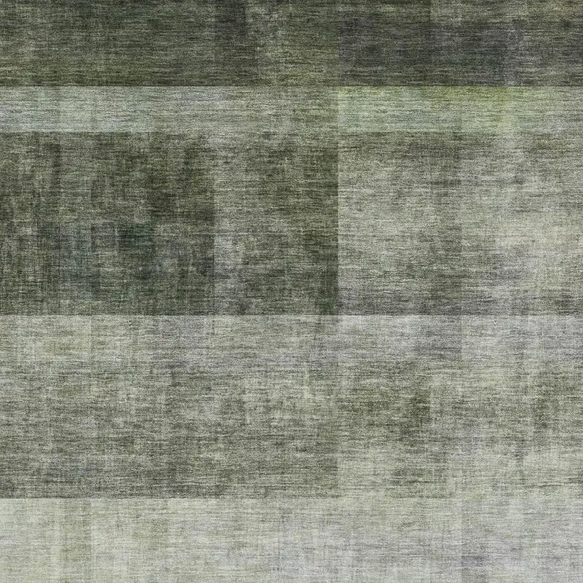 Olive Green And Ivory Abstract Washable Area Rug With UV Protection Photo 2