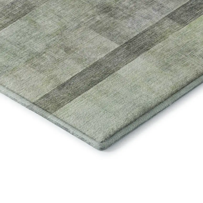 Olive Green And Ivory Abstract Washable Area Rug With UV Protection Photo 7