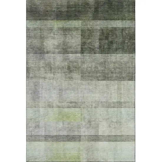 Olive Green And Ivory Abstract Washable Area Rug With UV Protection Photo 3