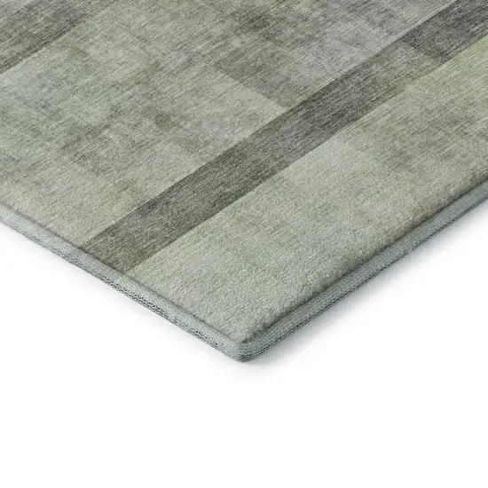 Olive Green And Ivory Abstract Washable Area Rug With UV Protection Photo 7