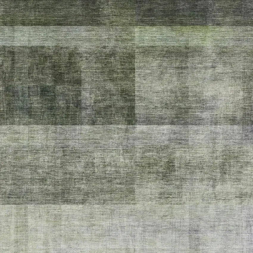 Olive Green And Ivory Abstract Washable Area Rug With UV Protection Photo 2