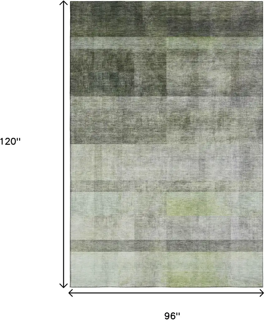 Olive Green And Ivory Abstract Washable Area Rug With UV Protection Photo 3