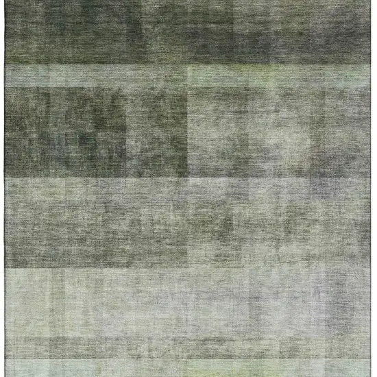 Olive Green And Ivory Abstract Washable Area Rug With UV Protection Photo 3
