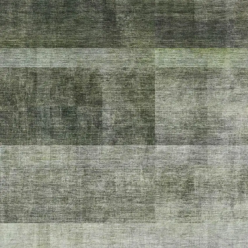 Olive Green And Ivory Abstract Washable Area Rug With UV Protection Photo 2