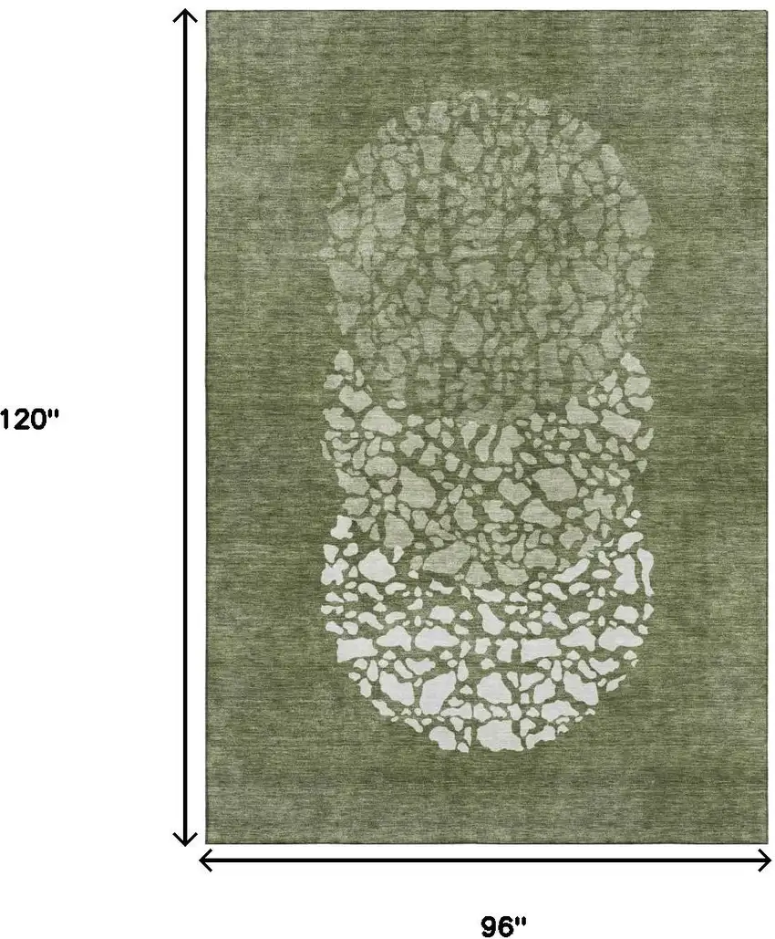 Olive Green And Ivory Abstract Washable Area Rug With UV Protection Photo 3