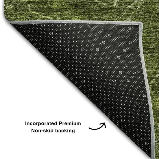 Olive Green And Ivory Abstract Washable Area Rug With UV Protection Photo 6