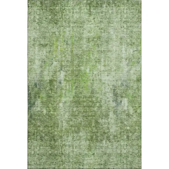 Olive Green And Ivory Abstract Washable Area Rug With UV Protection Photo 1