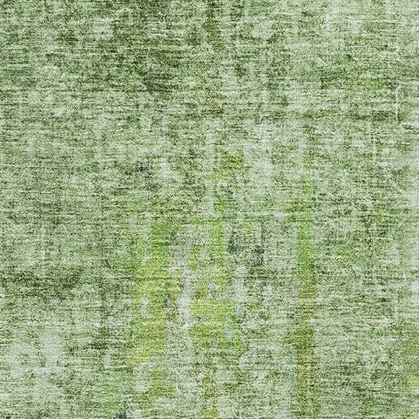 Olive Green And Ivory Abstract Washable Area Rug With UV Protection Photo 3