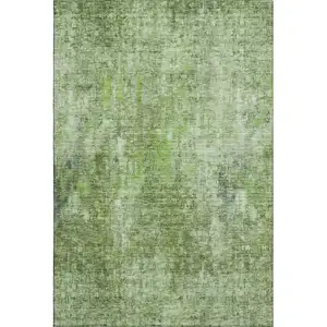 Photo of Olive Green And Ivory Abstract Washable Area Rug With UV Protection