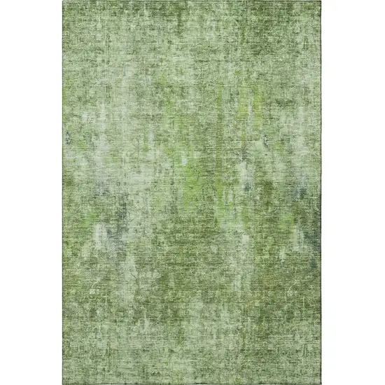 Olive Green And Ivory Abstract Washable Area Rug With UV Protection Photo 3