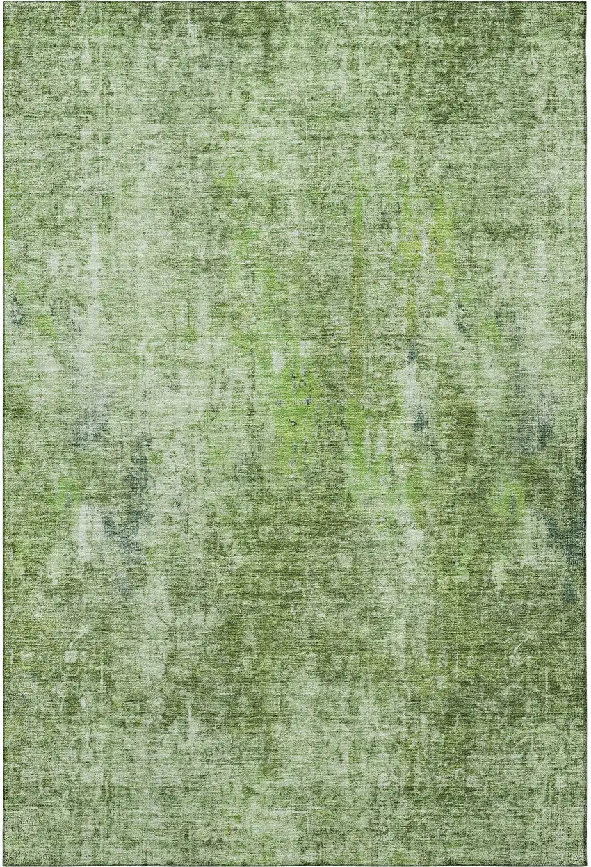 Olive Green And Ivory Abstract Washable Area Rug With UV Protection Photo 3