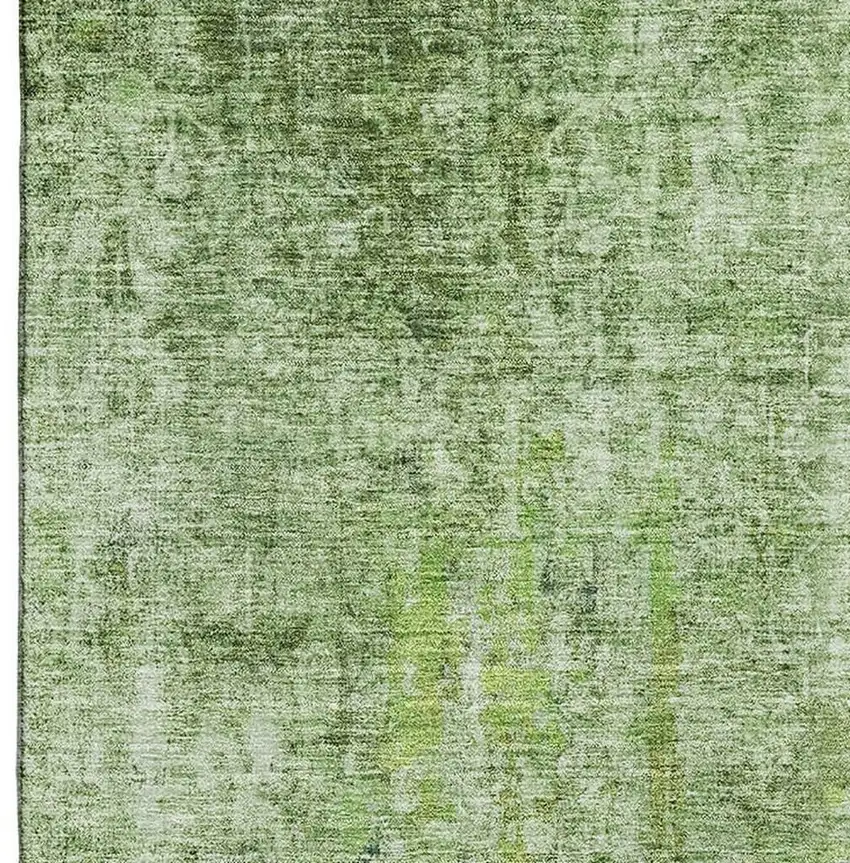 Olive Green And Ivory Abstract Washable Area Rug With UV Protection Photo 4