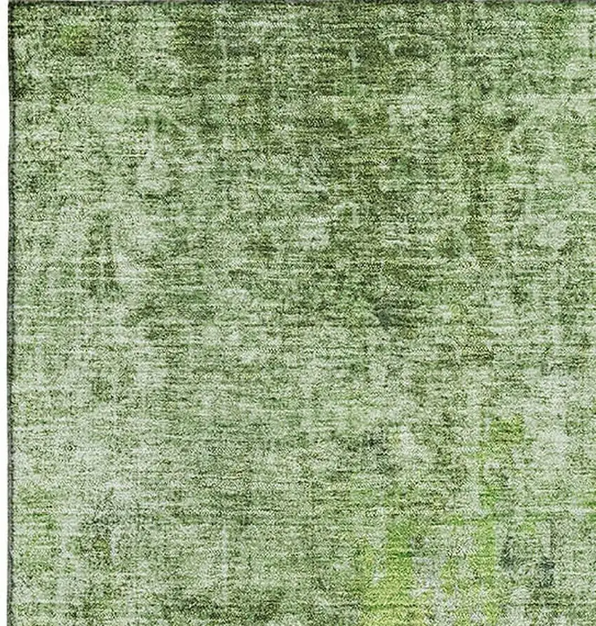 Olive Green And Ivory Abstract Washable Area Rug With UV Protection Photo 3
