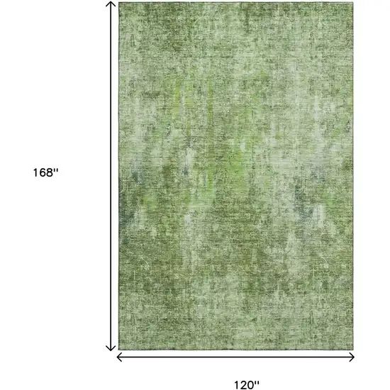 Olive Green And Ivory Abstract Washable Area Rug With UV Protection Photo 3