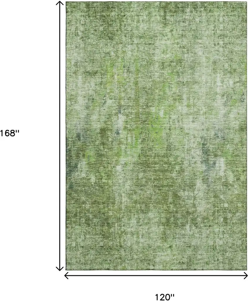 Olive Green And Ivory Abstract Washable Area Rug With UV Protection Photo 3
