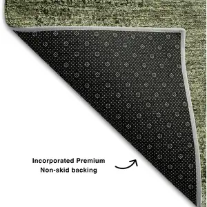 Photo of Olive Green And Ivory Abstract Washable Area Rug With UV Protection