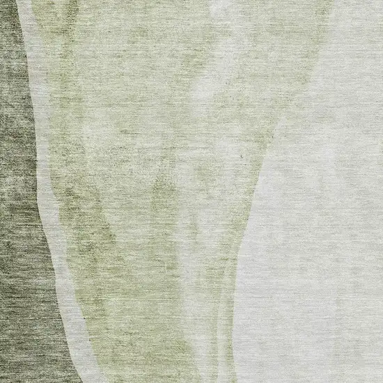 Olive Green And Ivory Abstract Washable Area Rug With UV Protection Photo 3