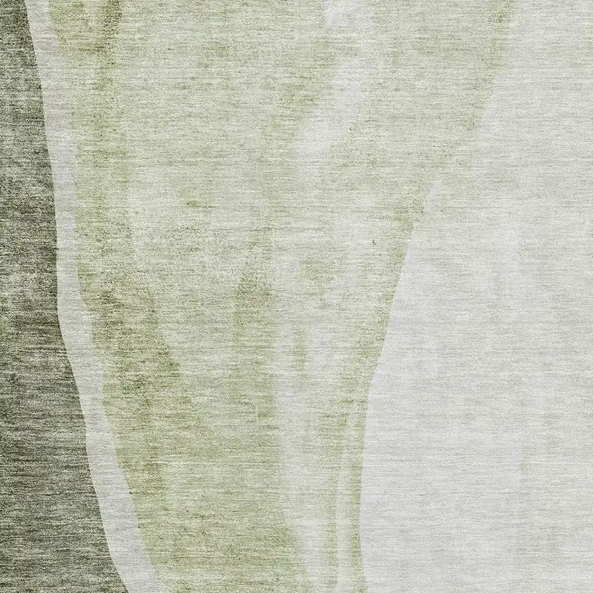 Olive Green And Ivory Abstract Washable Area Rug With UV Protection Photo 3