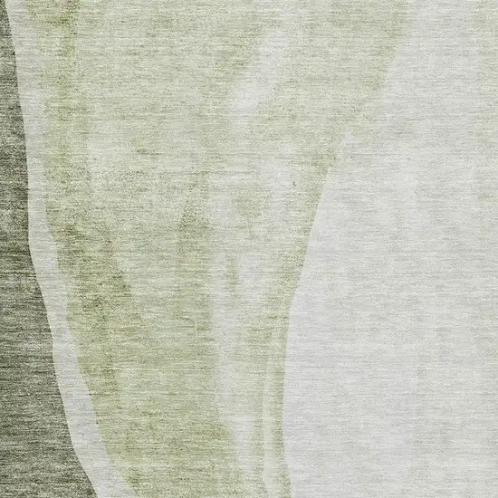 Olive Green And Ivory Abstract Washable Area Rug With UV Protection Photo 4