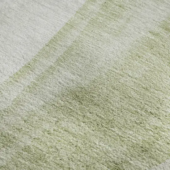 Olive Green And Ivory Abstract Washable Area Rug With UV Protection Photo 4