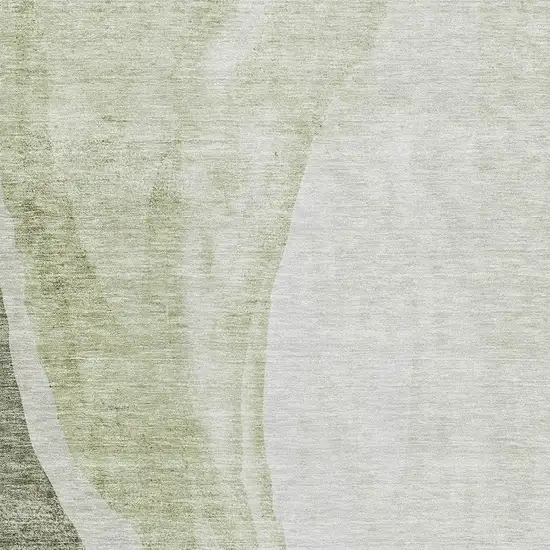 Olive Green And Ivory Abstract Washable Area Rug With UV Protection Photo 6