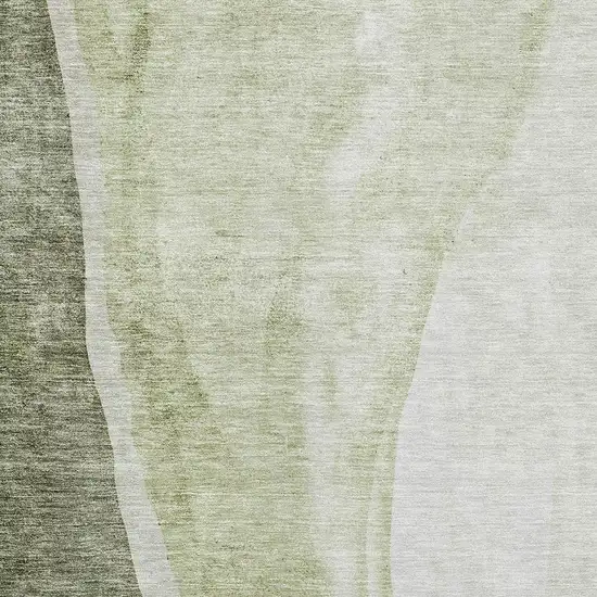 Olive Green And Ivory Abstract Washable Area Rug With UV Protection Photo 6