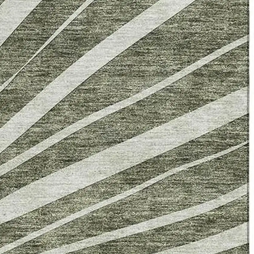 Olive Green And Ivory Abstract Washable Area Rug With UV Protection Photo 4