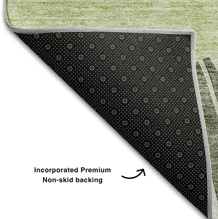 Olive Green And Ivory Abstract Washable Area Rug With UV Protection Photo 8