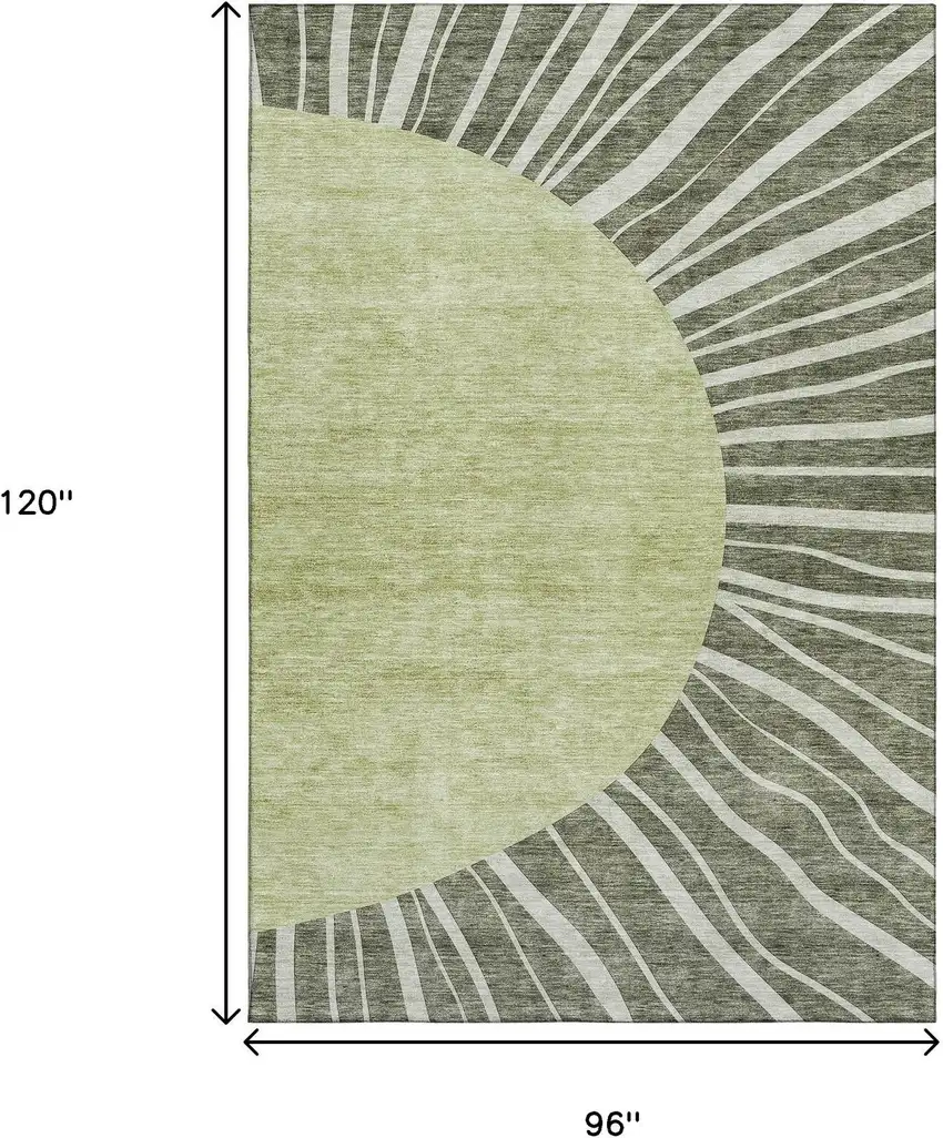 Olive Green And Ivory Abstract Washable Area Rug With UV Protection Photo 3