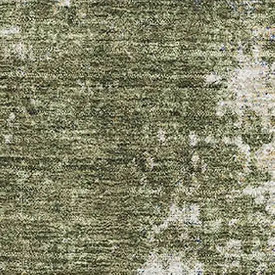 Olive Green And Ivory Abstract Washable Area Rug With UV Protection Photo 3